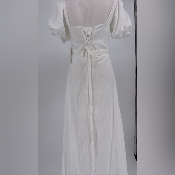 NWT Witness of Love Women Sz 10White Puff Sleeve with Front Slit Wedding Dress - Picture 7 of 9